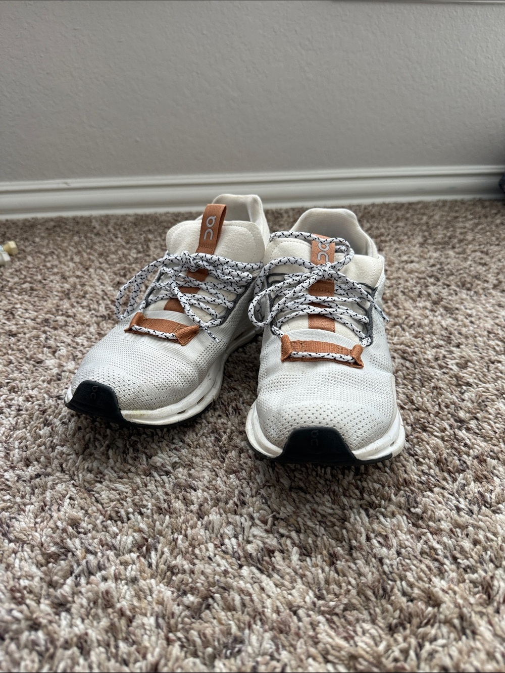 On Running White and Brown Women's Athletic Sneakers